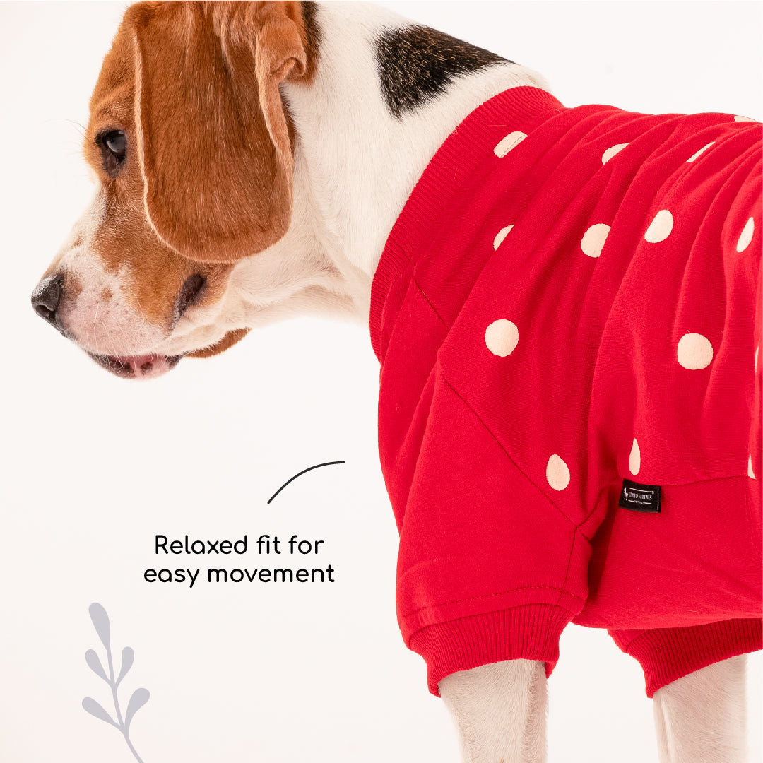 HUFT Polka Dot Sweatshirt For Pets - Red - Heads Up For Tails
