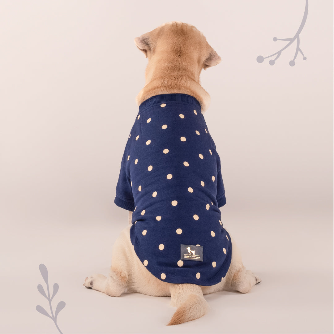 HUFT Polka Dot Sweatshirt For Pets - Navy - Heads Up For Tails