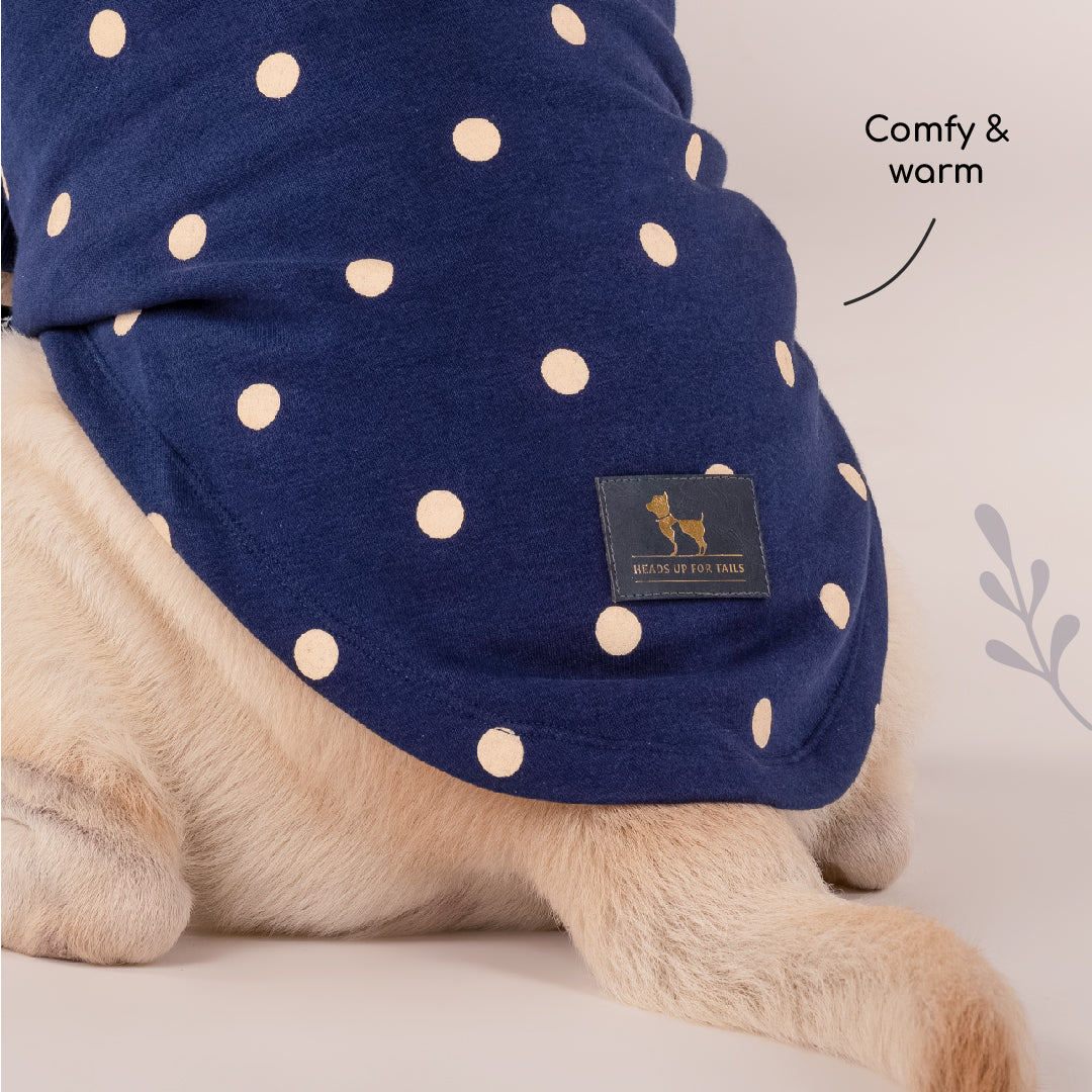 HUFT Polka Dot Sweatshirt For Pets - Navy - Heads Up For Tails