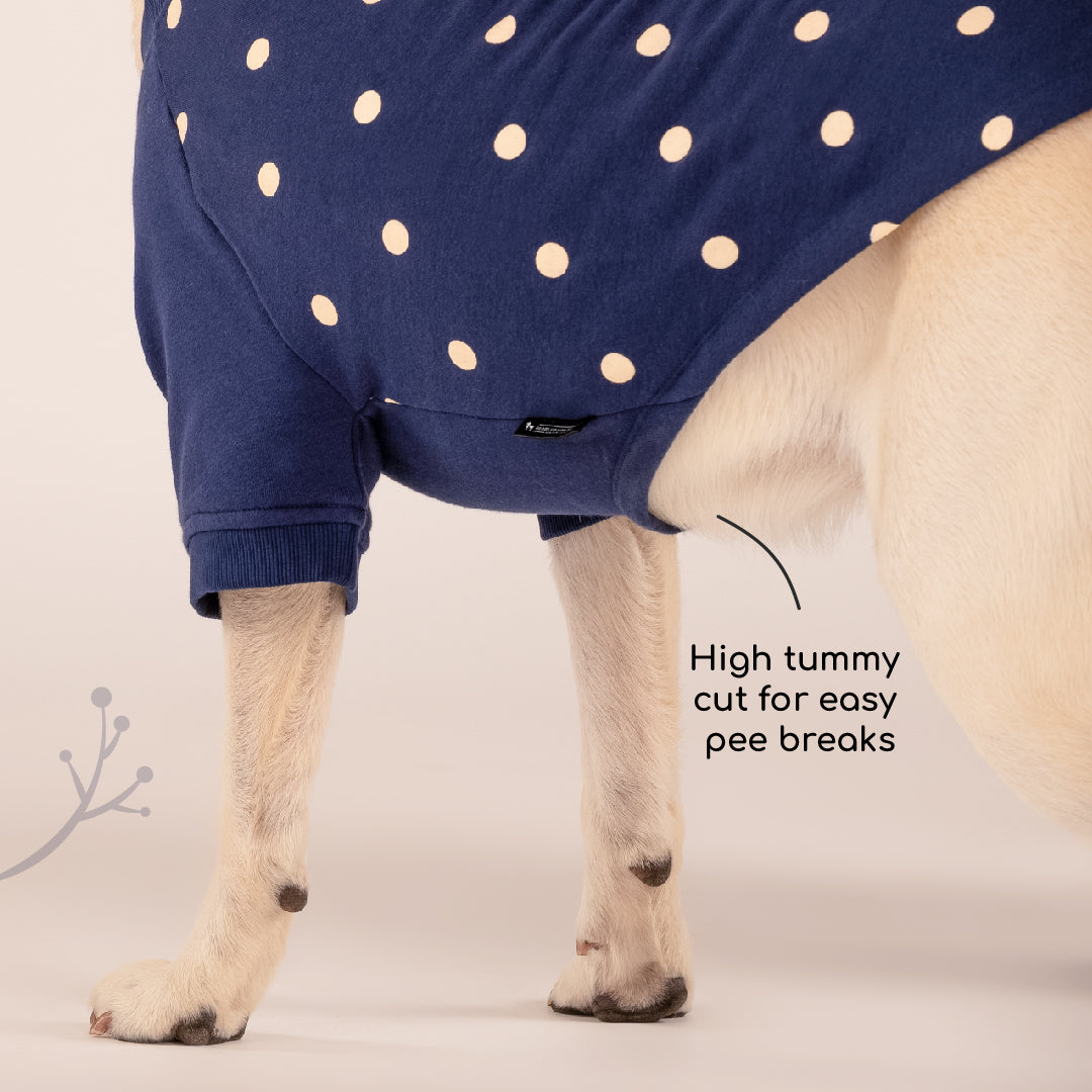HUFT Polka Dot Sweatshirt For Pets - Navy - Heads Up For Tails