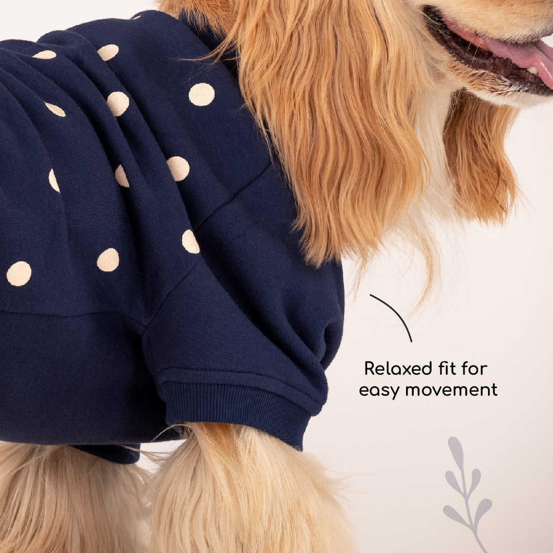 HUFT Polka Dot Sweatshirt For Pets - Navy - Heads Up For Tails