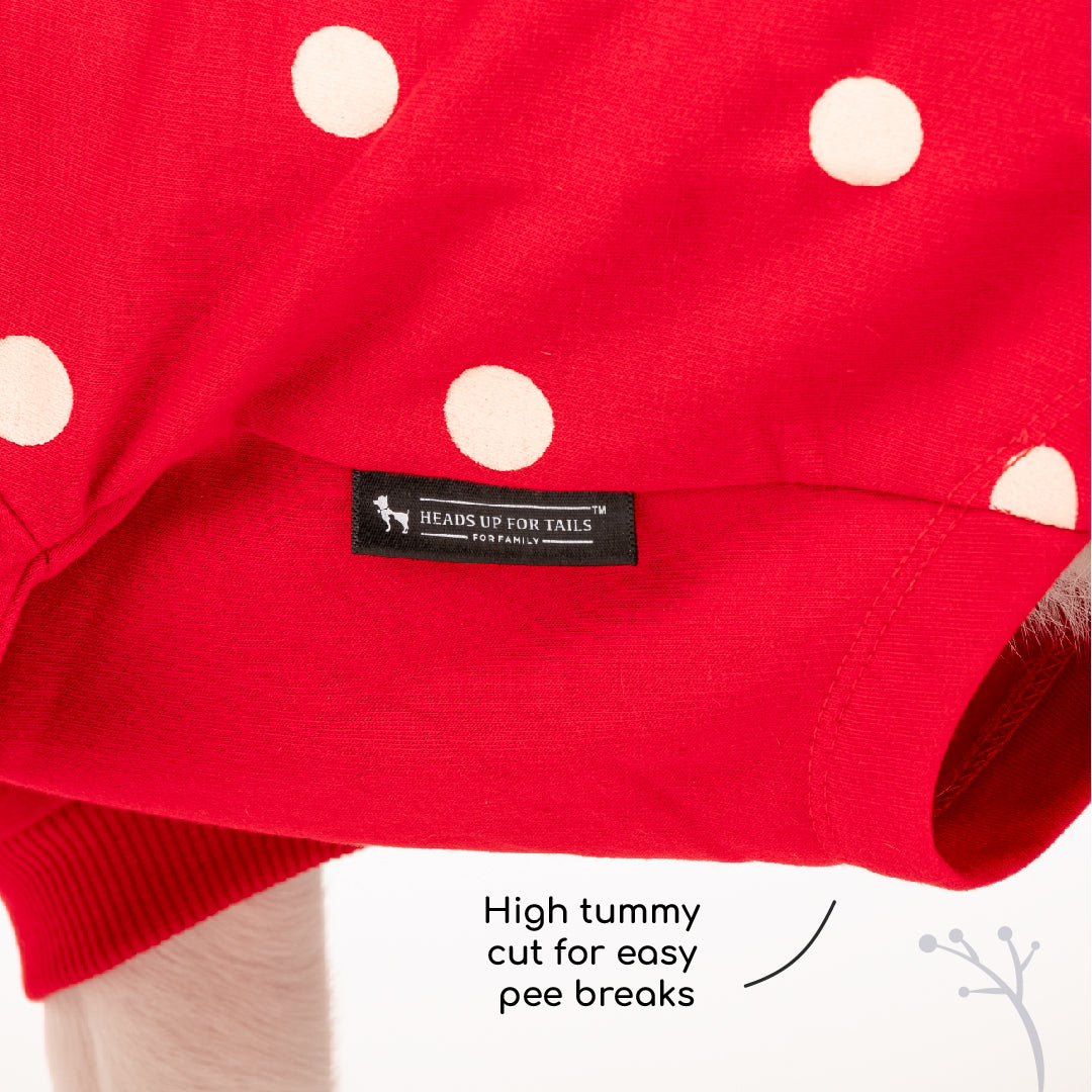HUFT Polka Dot Sweatshirt For Pets - Red - Heads Up For Tails