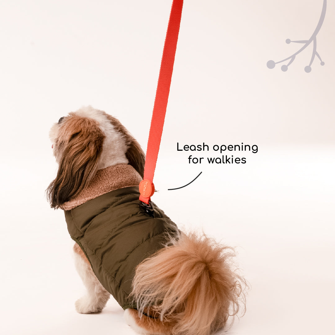 HUFT Wintersong Fur Jacket For Dog - Khaki Green - Heads Up For Tails