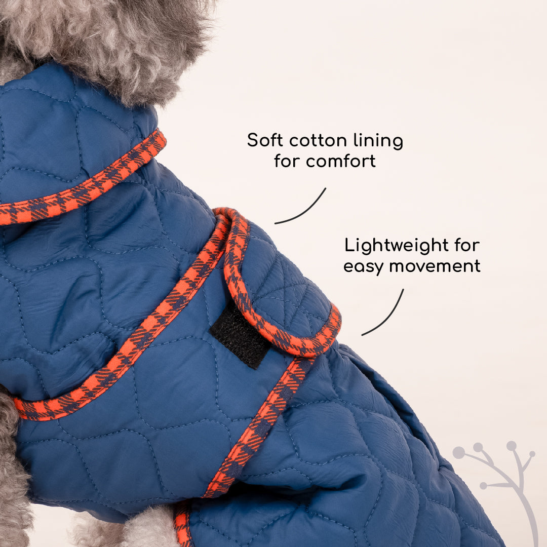HUFT Grrberry Quilted Dog Jacket - Teal Blue - Heads Up For Tails