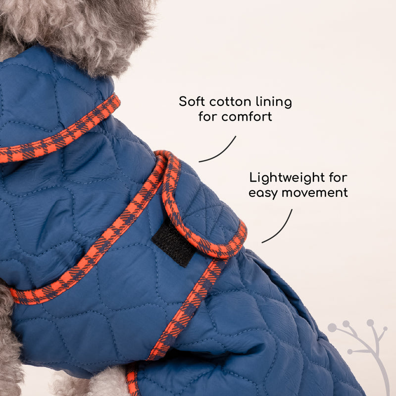 HUFT Grrberry Quilted Dog Jacket - Teal Blue - Heads Up For Tails