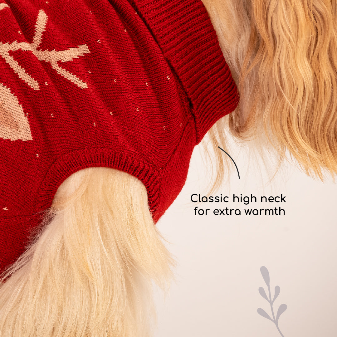 HUFT Merry Moose Sweater For Dogs - Red - Heads Up For Tails