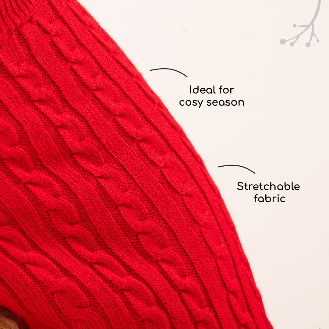 HUFT Cable Knit Sweater For Dog - Red - Heads Up For Tails