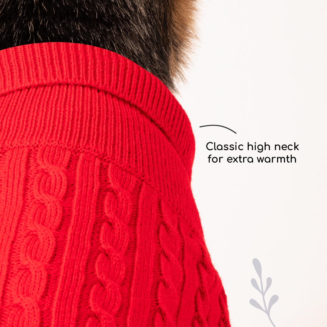 HUFT Cable Knit Sweater For Dog - Red - Heads Up For Tails