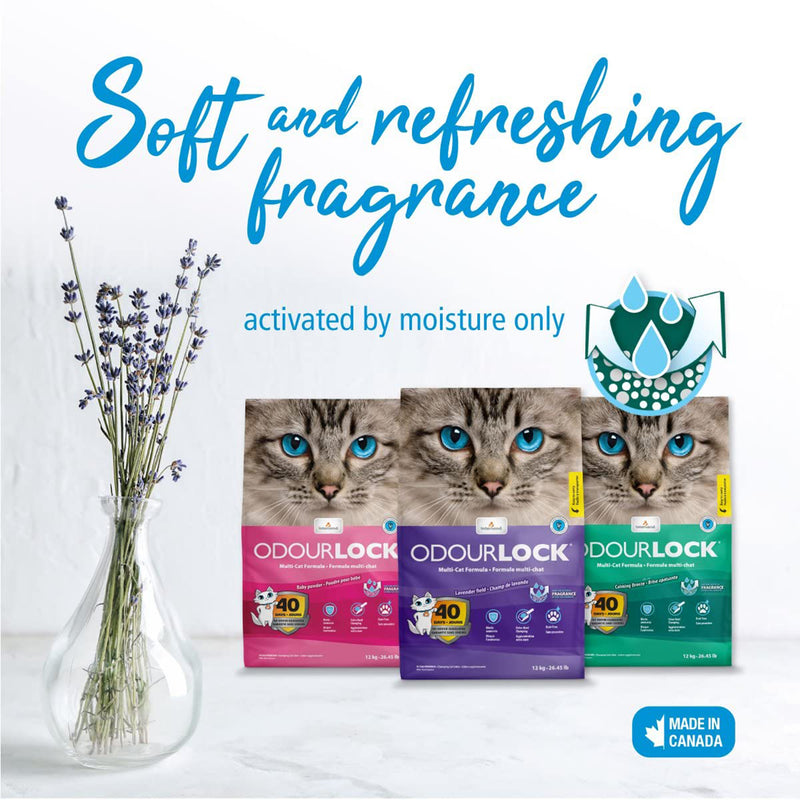 Intersand Odourlock Multi Cat Formula Clumpable Cat Litter Lavender Field - 12 kg - Heads Up For Tails