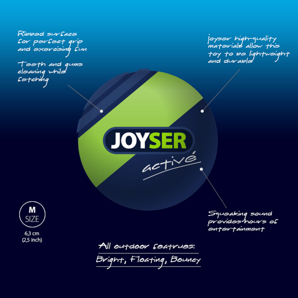 JOYSER Active Ball With Squeaker Dog Toy - Blue & Green - M - Heads Up For Tails