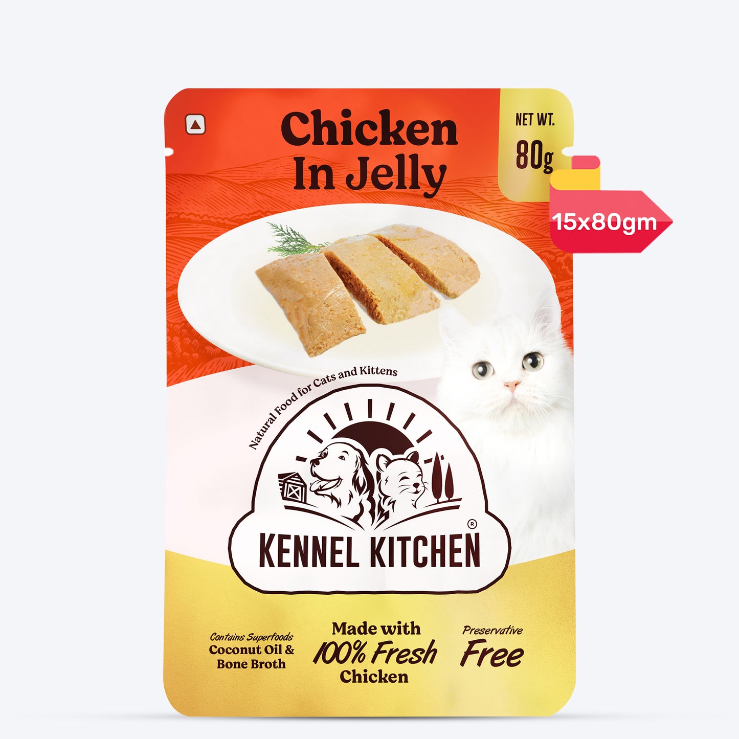 Kennel Kitchen Chicken in Jelly Wet Cat Food - 80 g packs - Heads Up For Tails