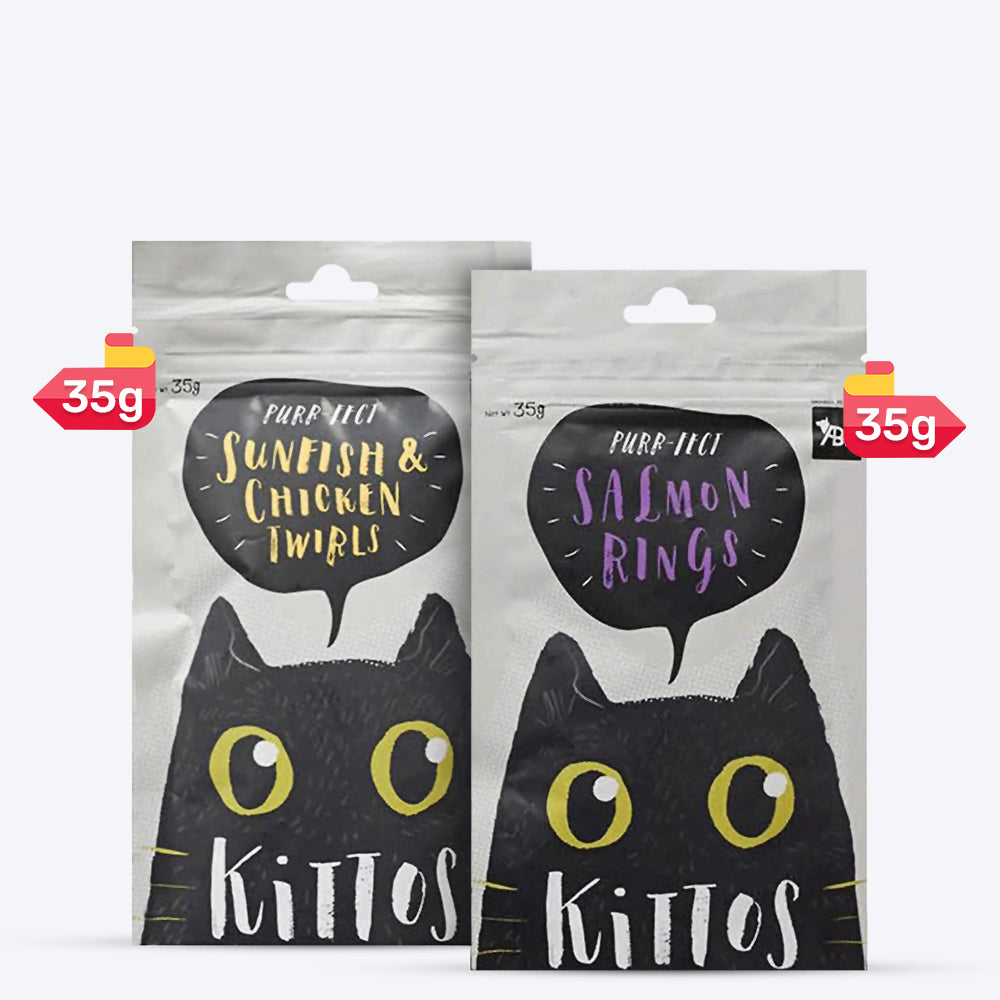 Kittos Purr-fect Meow-nchies - Chicken & Salmon Cat Treats Combo - Heads Up For Tails