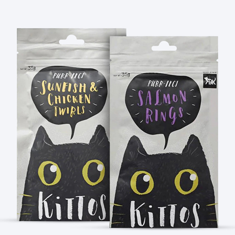 Kittos Purr-fect Meow-nchies - Chicken & Salmon Cat Treats Combo - Heads Up For Tails