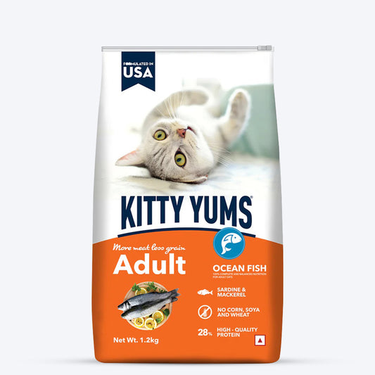 Kitty Yums Ocean Fish Adult Dry Cat Food - 1.2 kg - Heads Up For Tails