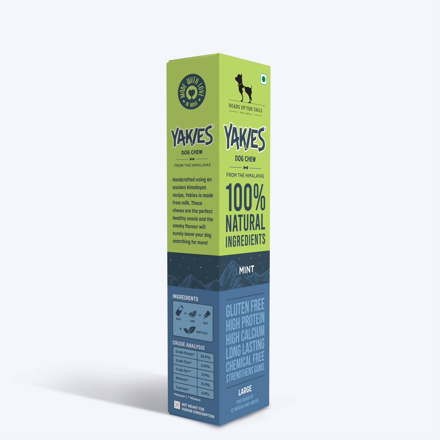HUFT Yakies Vegetarian Natural Chew Bone - Mint - Heads Up For Tails