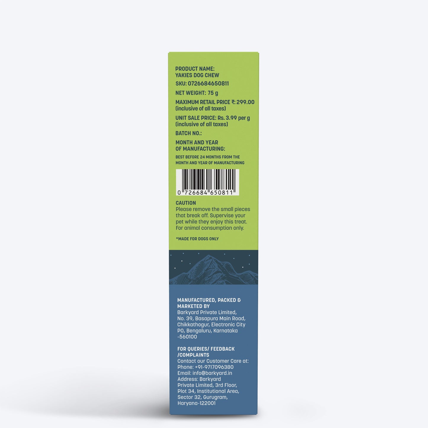 HUFT Yakies Vegetarian Natural Chew Bone - Mint - Heads Up For Tails