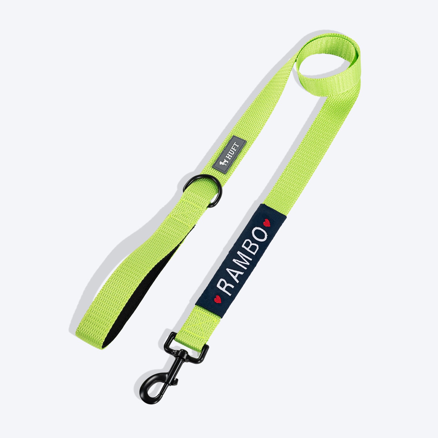 HUFT Personalised Basics Leash For Dog - Neon Green - Heads Up For Tails