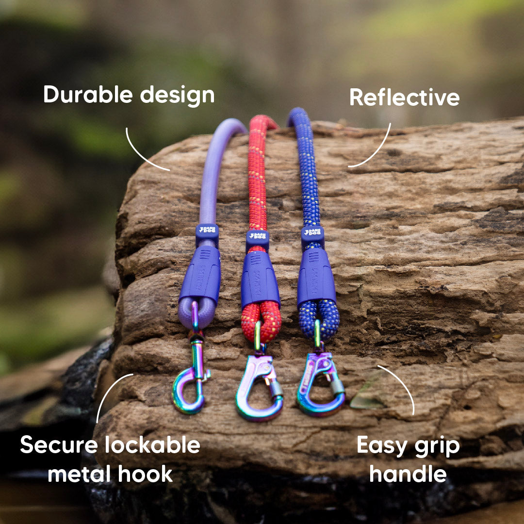 Dash Dog Chaser Rope Leash For Dog - Purple - Heads Up For Tails