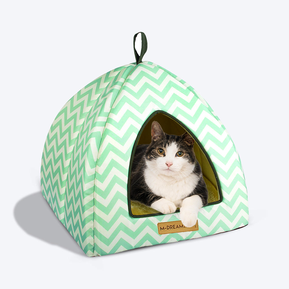 M-Pets Tasmania Tipi Green Cat Bed - Heads Up For Tails