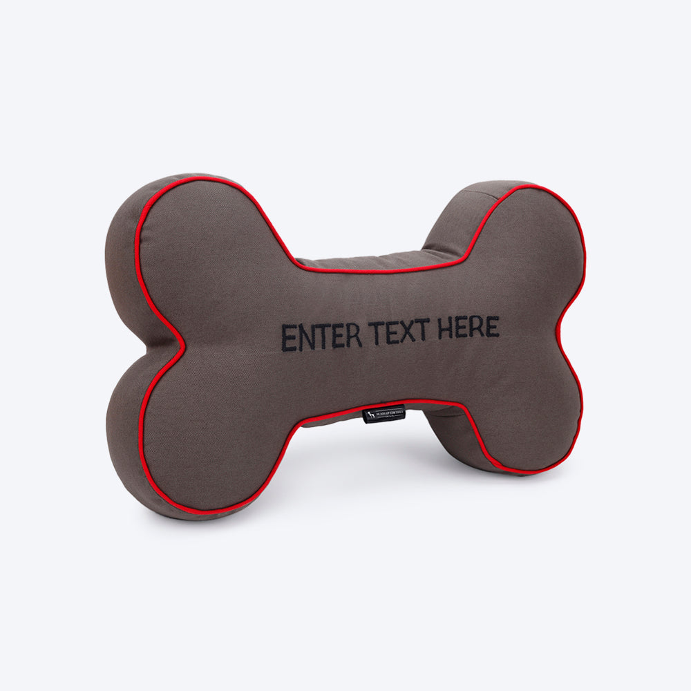 HUFT Personalised Bone Cushion- Grey - Heads Up For Tails