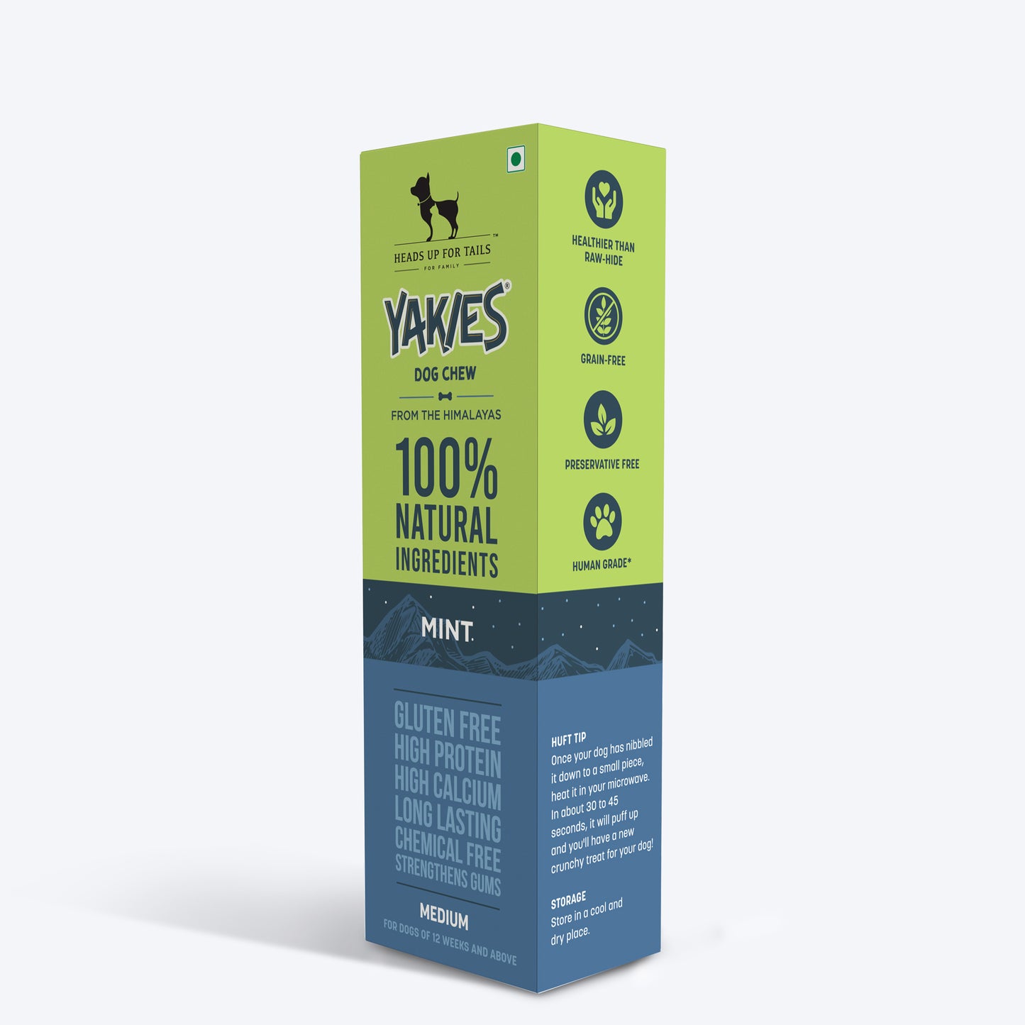 HUFT Yakies Vegetarian Natural Chew Bone - Mint - Heads Up For Tails