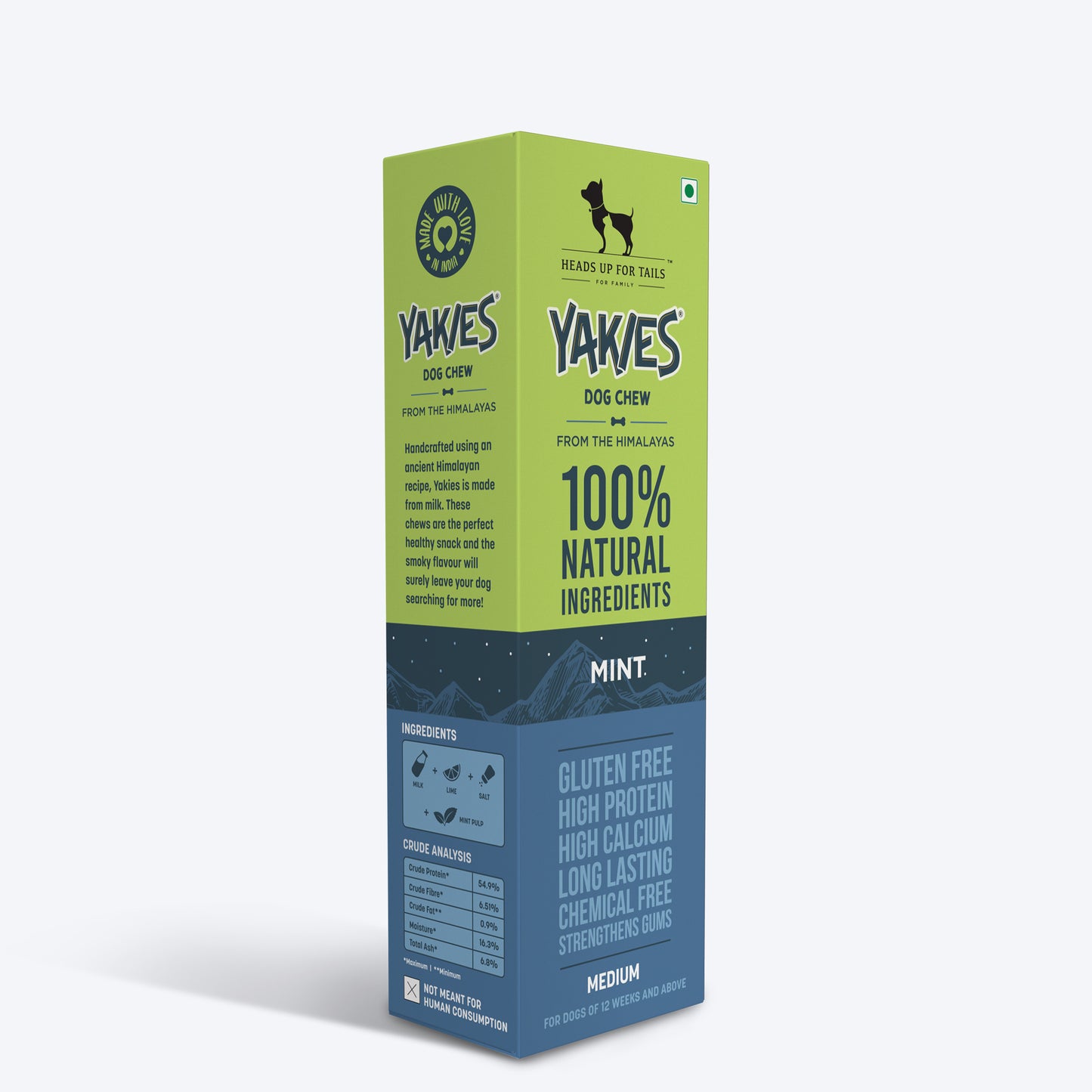 HUFT Yakies Vegetarian Natural Chew Bone - Mint - Heads Up For Tails