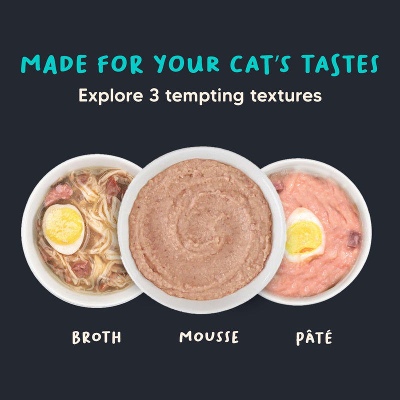 Meowsi by HUFT Chicken Breast with Quail Egg Mousse Cat Wet Food, 80 gm, grain-free, with vitamins and minerals.