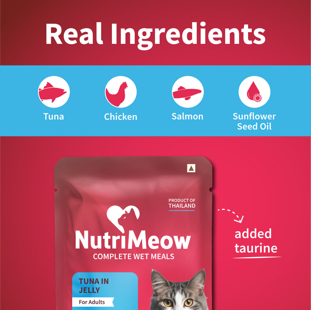 NutriMeow Tuna In Jelly Wet Food For Adult Cat - 80 gm - Heads Up For Tails