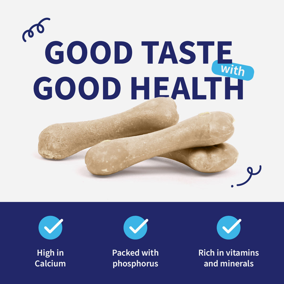 NutriWag Milk Calcium Chew Bones Treats For Dog - Heads Up For Tails
