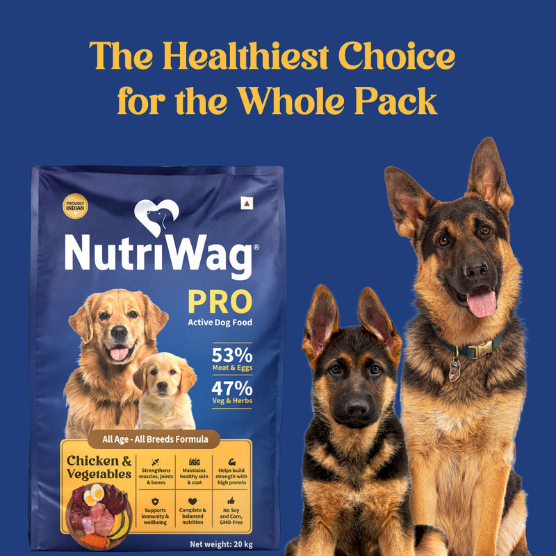 NutriWag Pro Active Chicken & Vegetable Dry Food For Dog - 20 kg - Heads Up For Tails