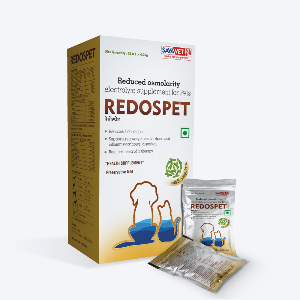 Savavet Redospet 4.25 mg Sachets Oral Rehydration For Dog & Cat - 40 Sachets - Heads Up For Tails