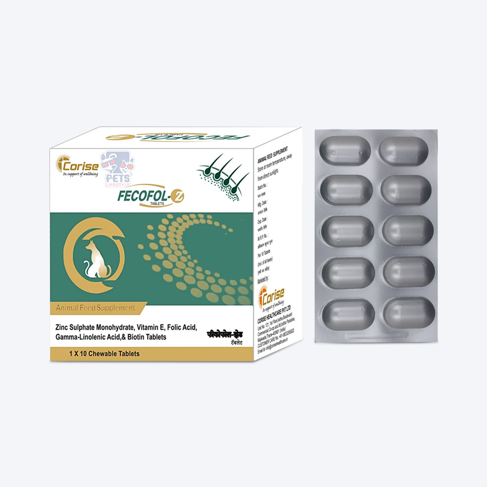 Corise Fecofol Z Zinc + Multivitamin Tablets For Dog & Cat - Heads Up For Tails