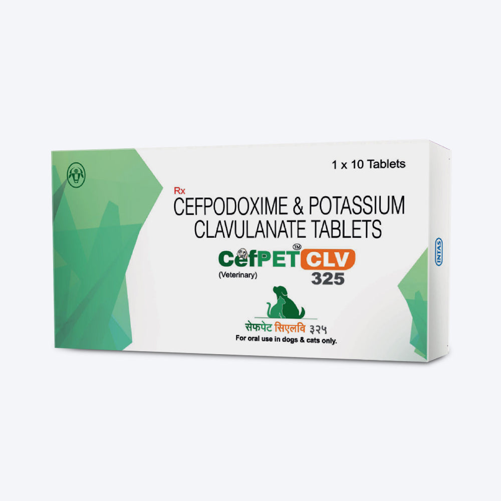 Intas Pet Cefpet CLV 325 Tablets For Dog & Cat - 10 Tablets - Heads Up For Tails