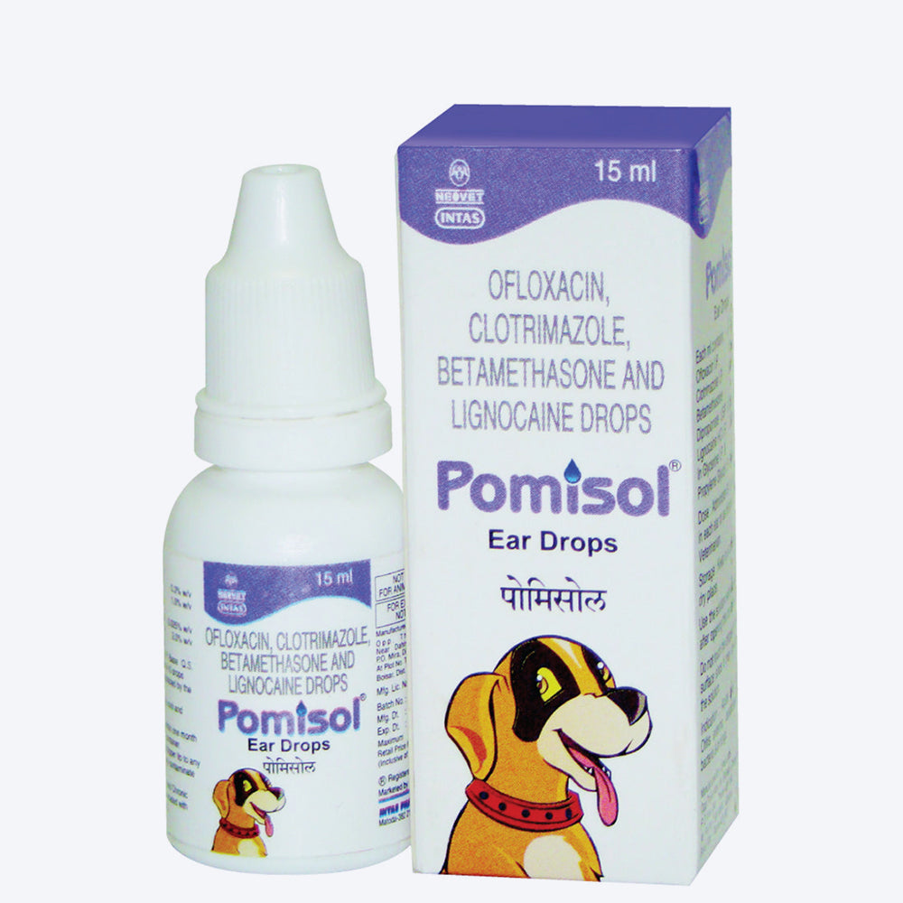 Intas Pomisol Ear Drops For Dog & Cat - 15 ml - Heads Up For Tails