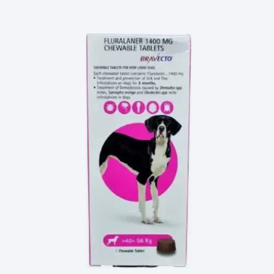 Bravecto Chewable 1400 mg Tablet For Dog - 40-56 kg - Heads Up For Tails