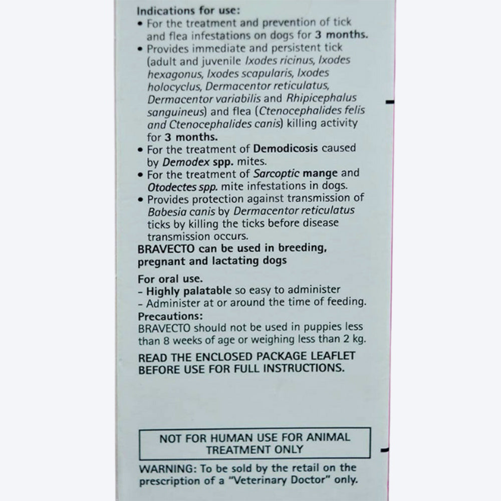 Bravecto Chewable 1400 mg Tablet For Dog - 40-56 kg - Heads Up For Tails