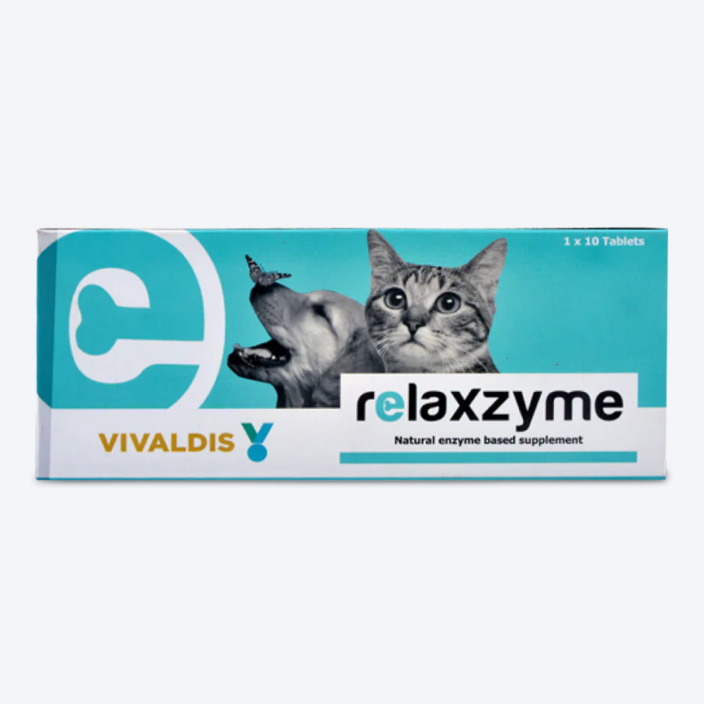 Vivaldis Relaxzyme Stress & Anxiety Relief Tablets For Dog & Cat - 10 Tablets - Heads Up For Tails