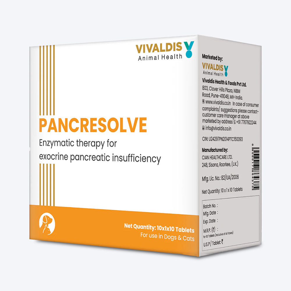 Vivaldis RX PancreSolve Digestive Enzyme Tablets For Dog & Cat - 10 Tablets - Heads Up For Tails