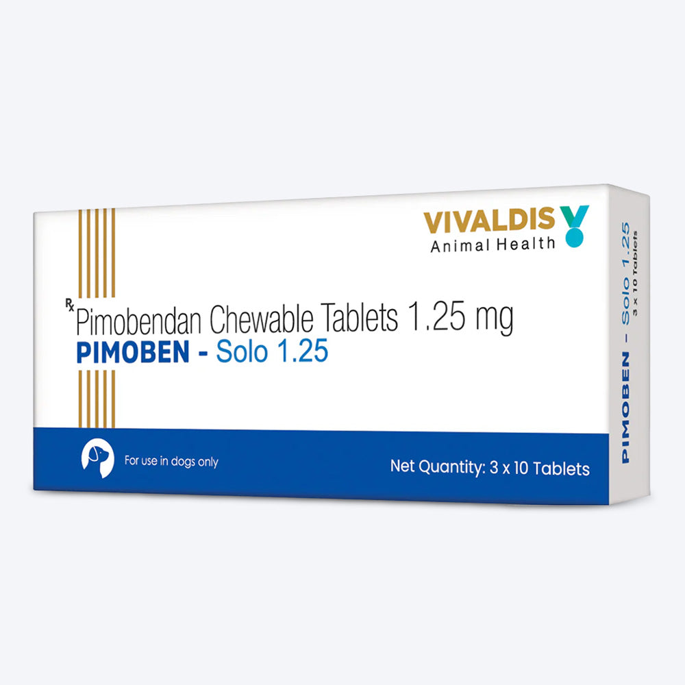 Vivaldis RX Pimoben-Solo Monotherapy Tablets 1.25 mg For Dog & Cat - 3x10 Tablets - Heads Up For Tails