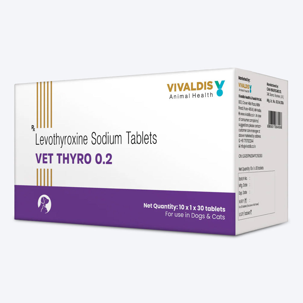 Vivaldis RX Vet Thyro 0.2 Thyroid Support Tablets For Dog & Cat - 30 Tablets - Heads Up For Tails