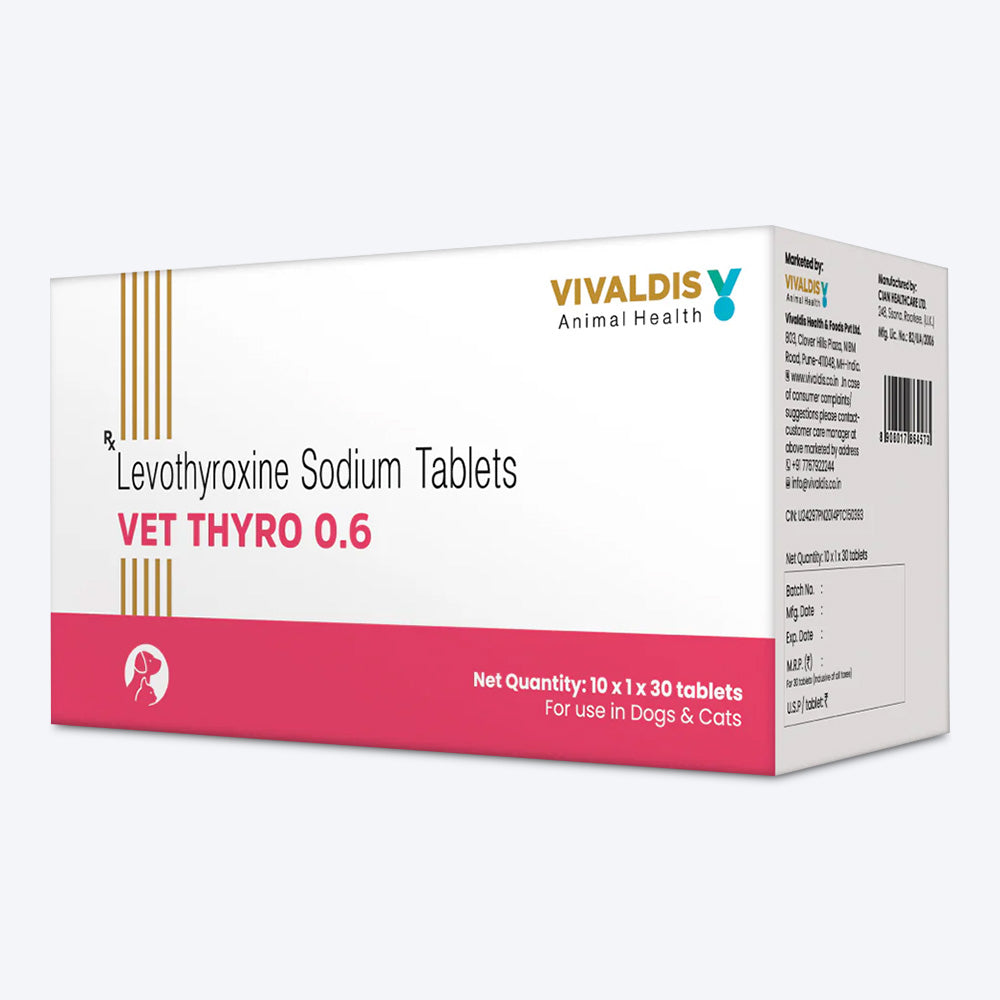 Vivaldis Vet Thyro 0.6 Thyroid Support Tablets For Pets - 30 Tablets - Heads Up For Tails