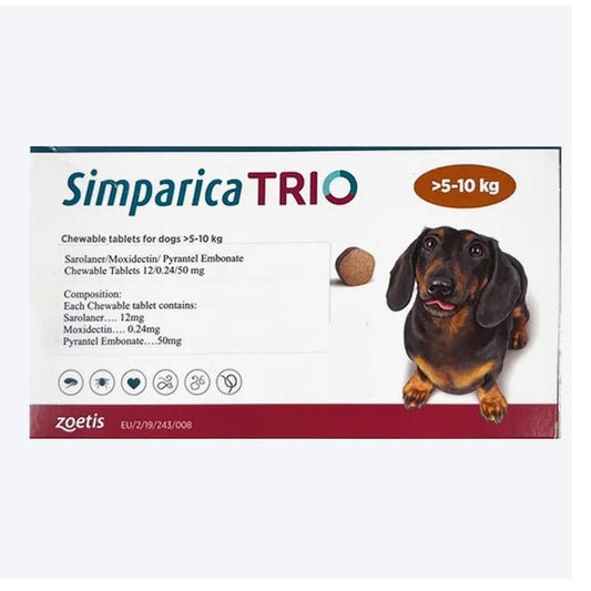 Zoetis Simparica Trio Chewable Tablets For Dogs - 3 Tablets - Heads Up For Tails