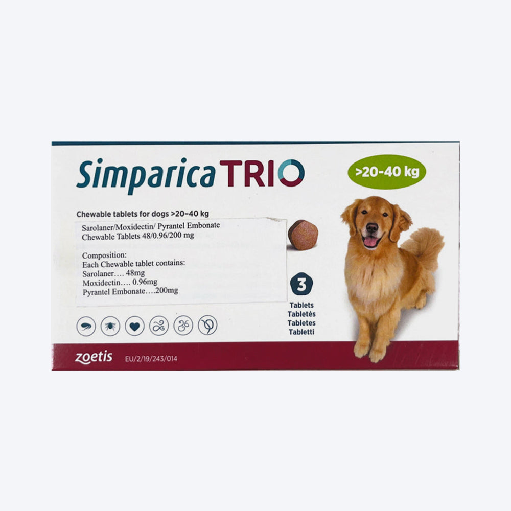 Zoetis Simparica Trio Chewable Tablets For Dogs - 3 Tablets - Heads Up For Tails