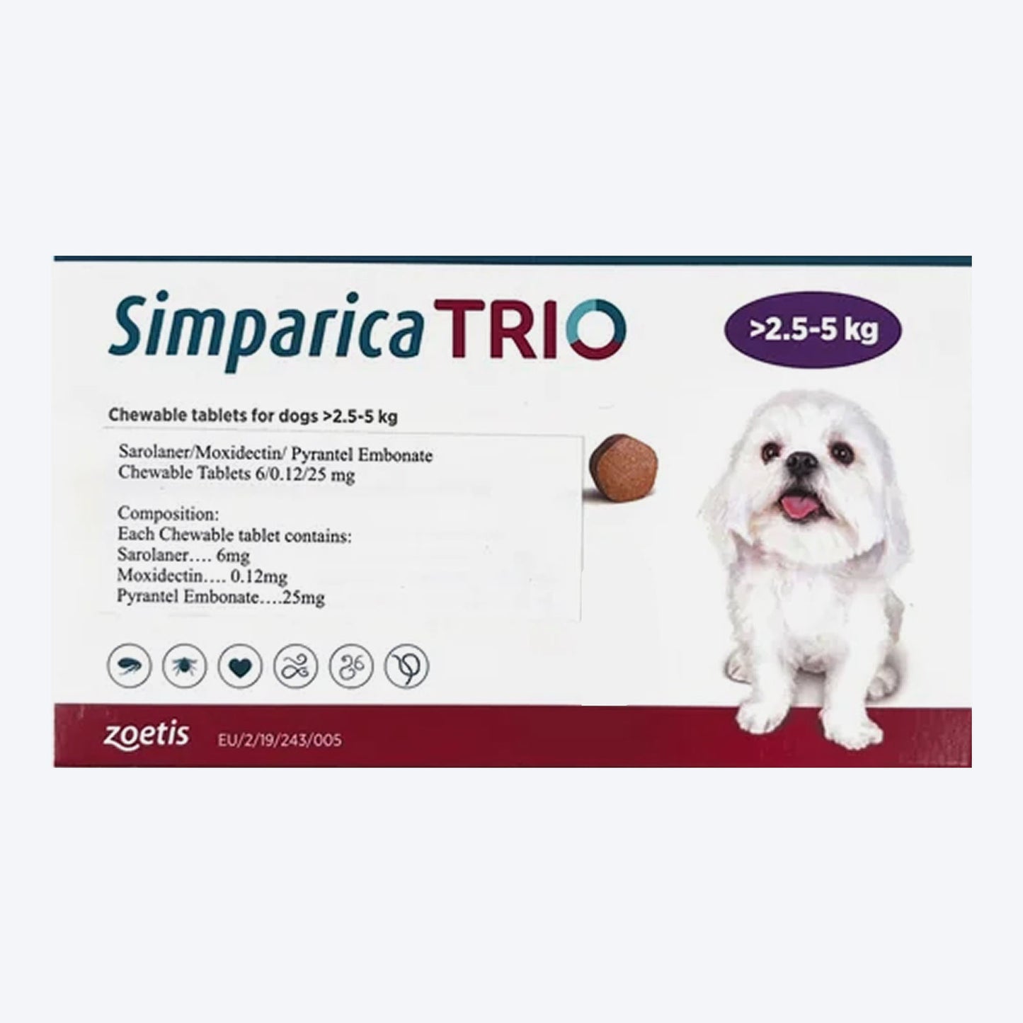 Zoetis Simparica Trio Chewable Tablets For Dog & Cat - 3 Tablets - 6 mg - Heads Up For Tails