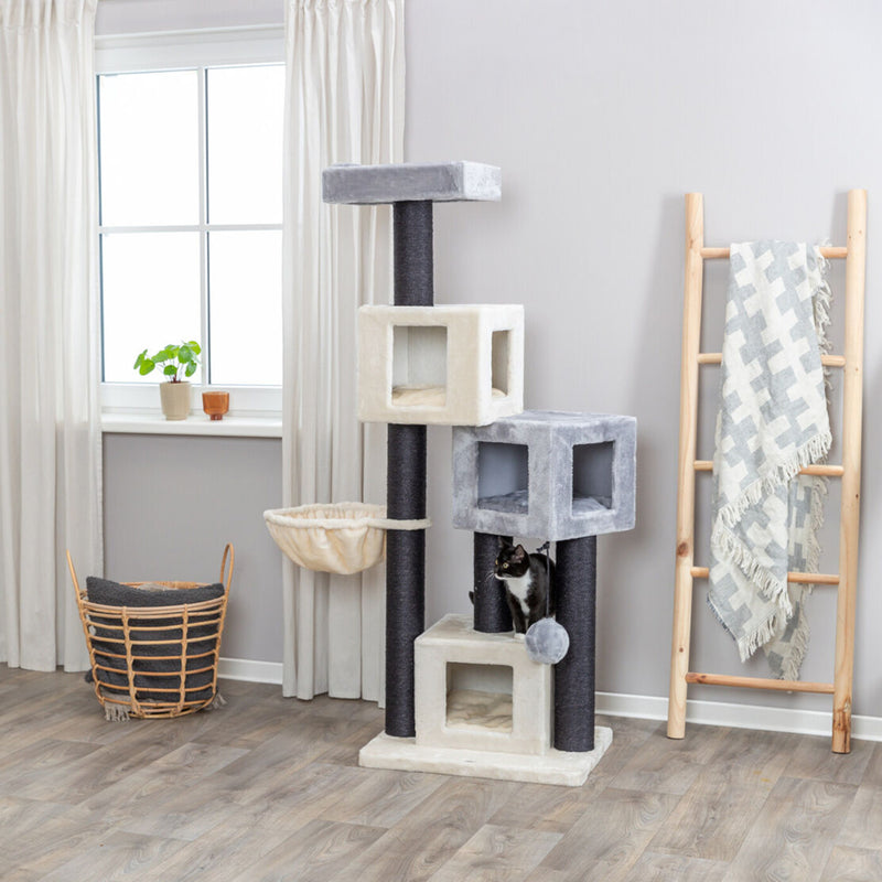 Trixie Enzo Scratching Post Cat Tree - Cream & Grey_03
