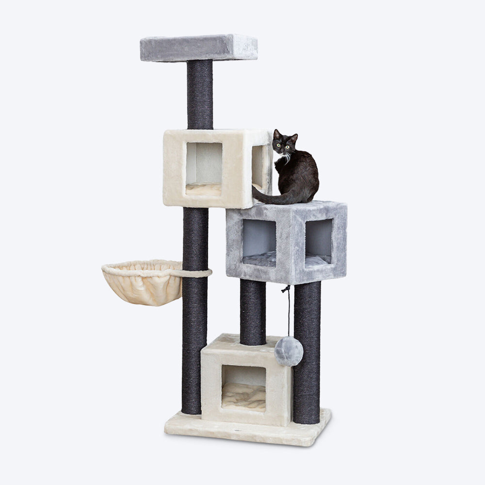 Trixie Enzo Scratching Post Cat Tree - Cream & Grey_02