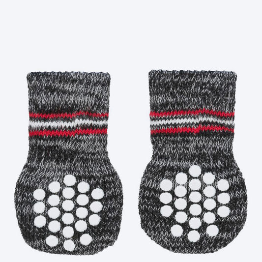 Trixie Non-Slip Socks for Dogs - Grey - 1 Pair ( 2 socks Covers 2 Paws Only) - Heads Up For Tails