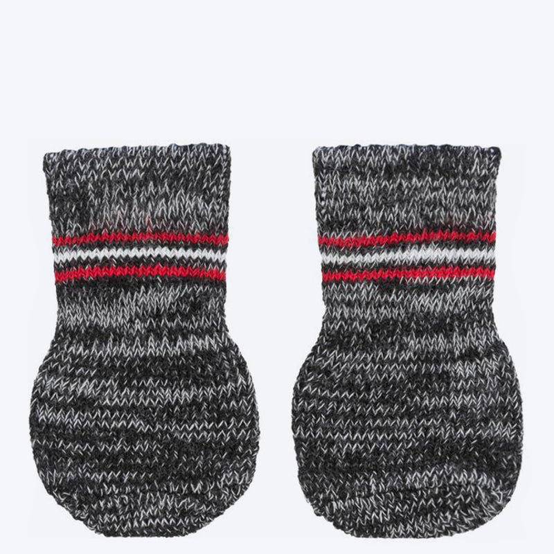 Trixie Non-Slip Socks for Dogs - Grey - 1 Pair ( 2 socks Covers 2 Paws Only) - Heads Up For Tails