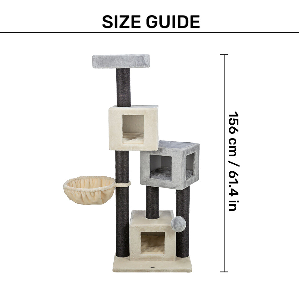 Trixie Enzo Scratching Post Cat Tree - Cream & Grey_06