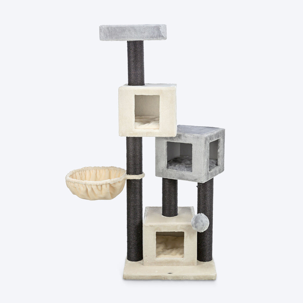 Trixie Enzo Scratching Post Cat Tree - Cream & Grey_01